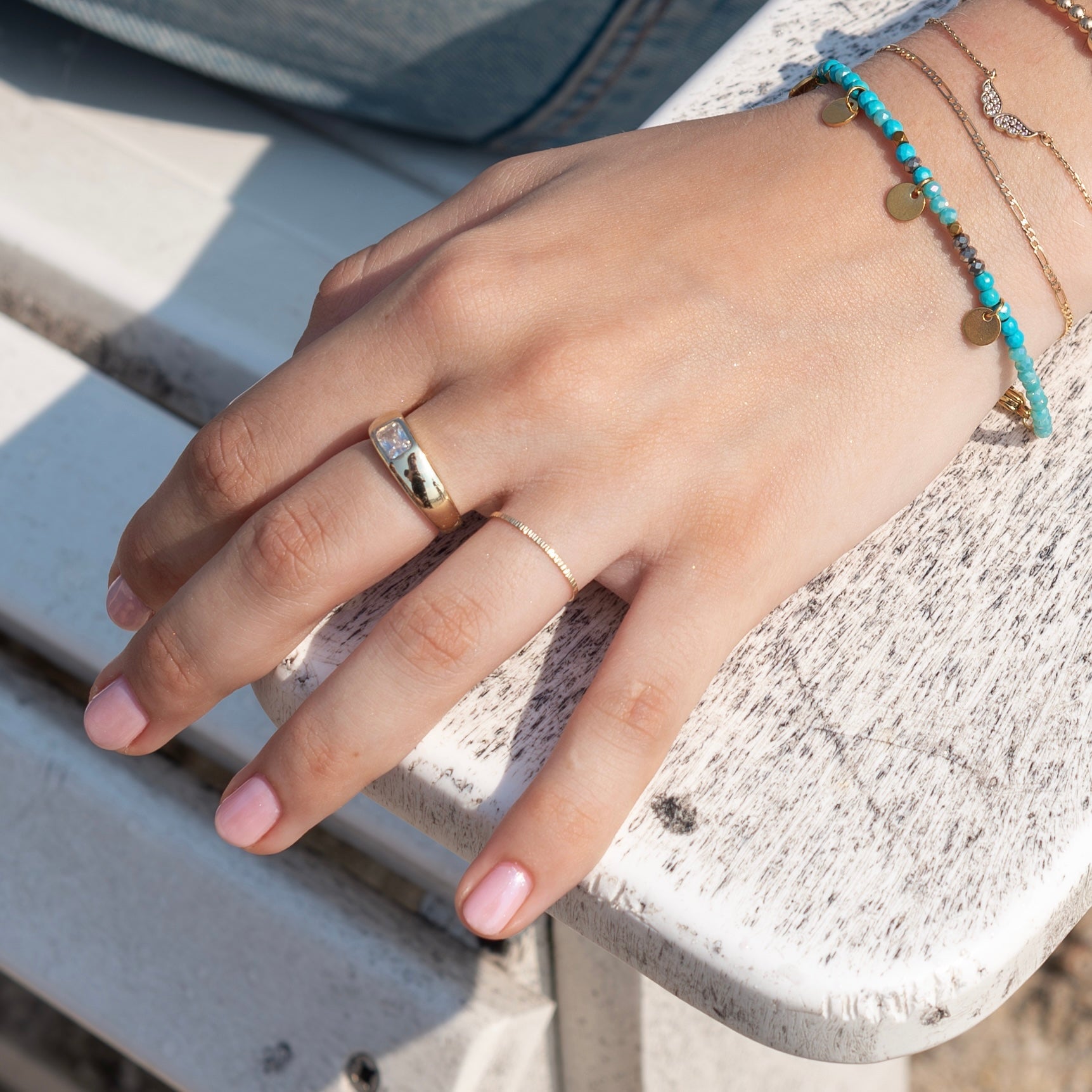 14K Gold Textured Stacking Ring