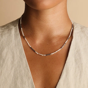 Pearl & Organic Bar Necklace