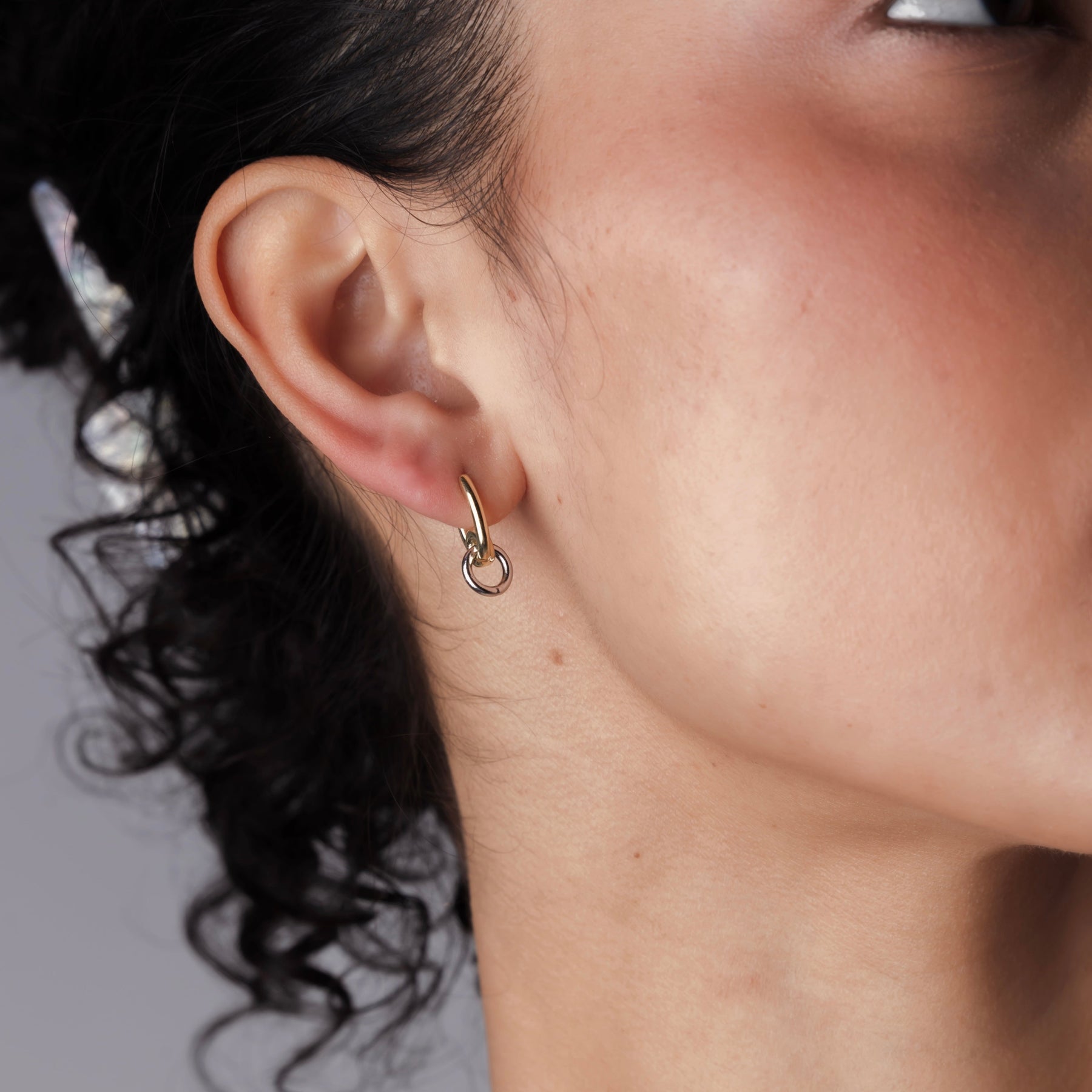 Loop Drop Mixed Metal Huggies