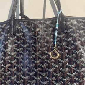 Horseshoe on Blue Braided Rope Bag Charm