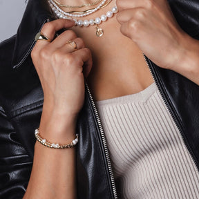 Asymmetrical Bead Bracelet With Pearls
