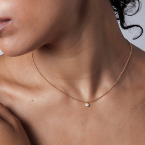 Ball Chain with  Bezel-Set CZ Necklace