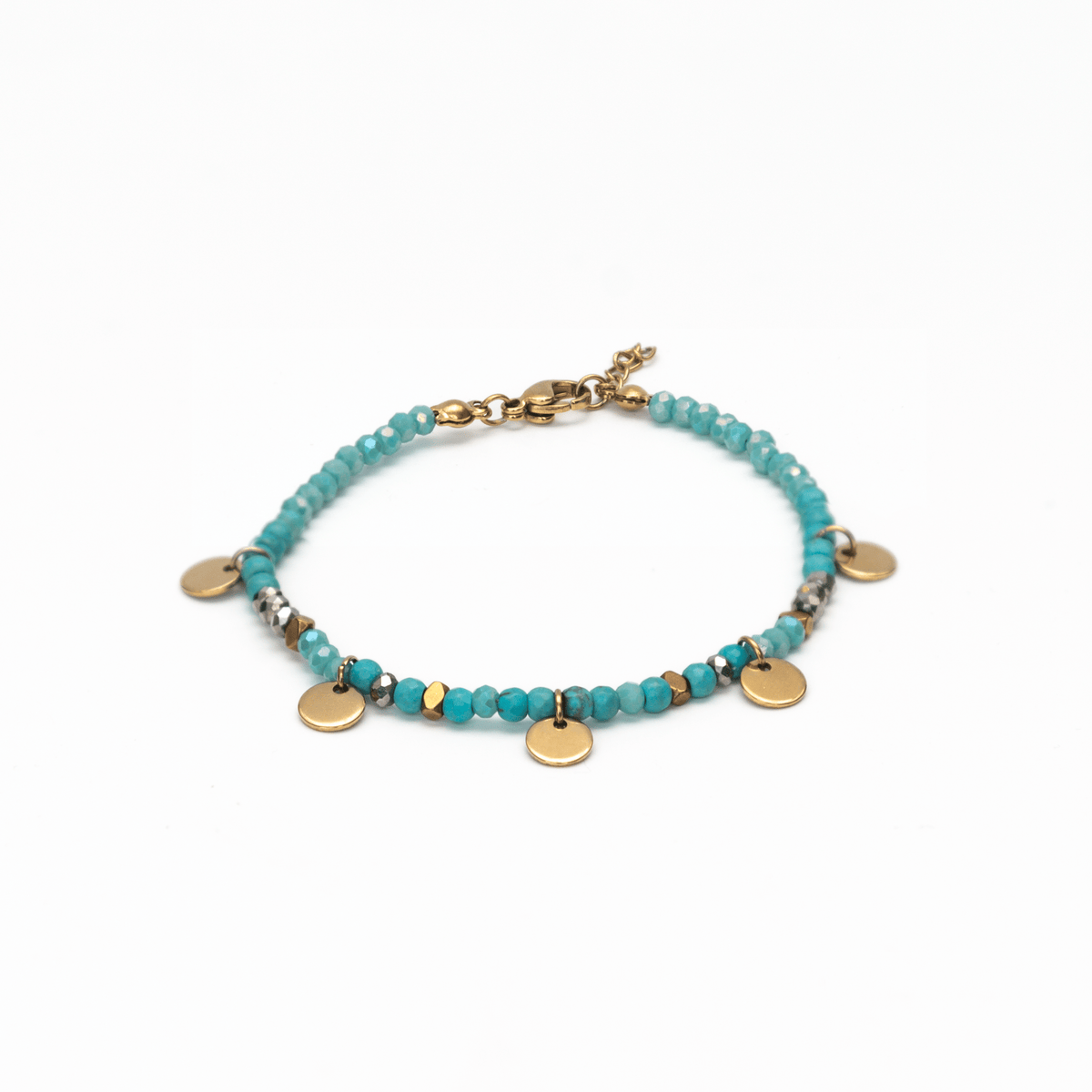 Turquoise Beaded Bracelet with Charms
