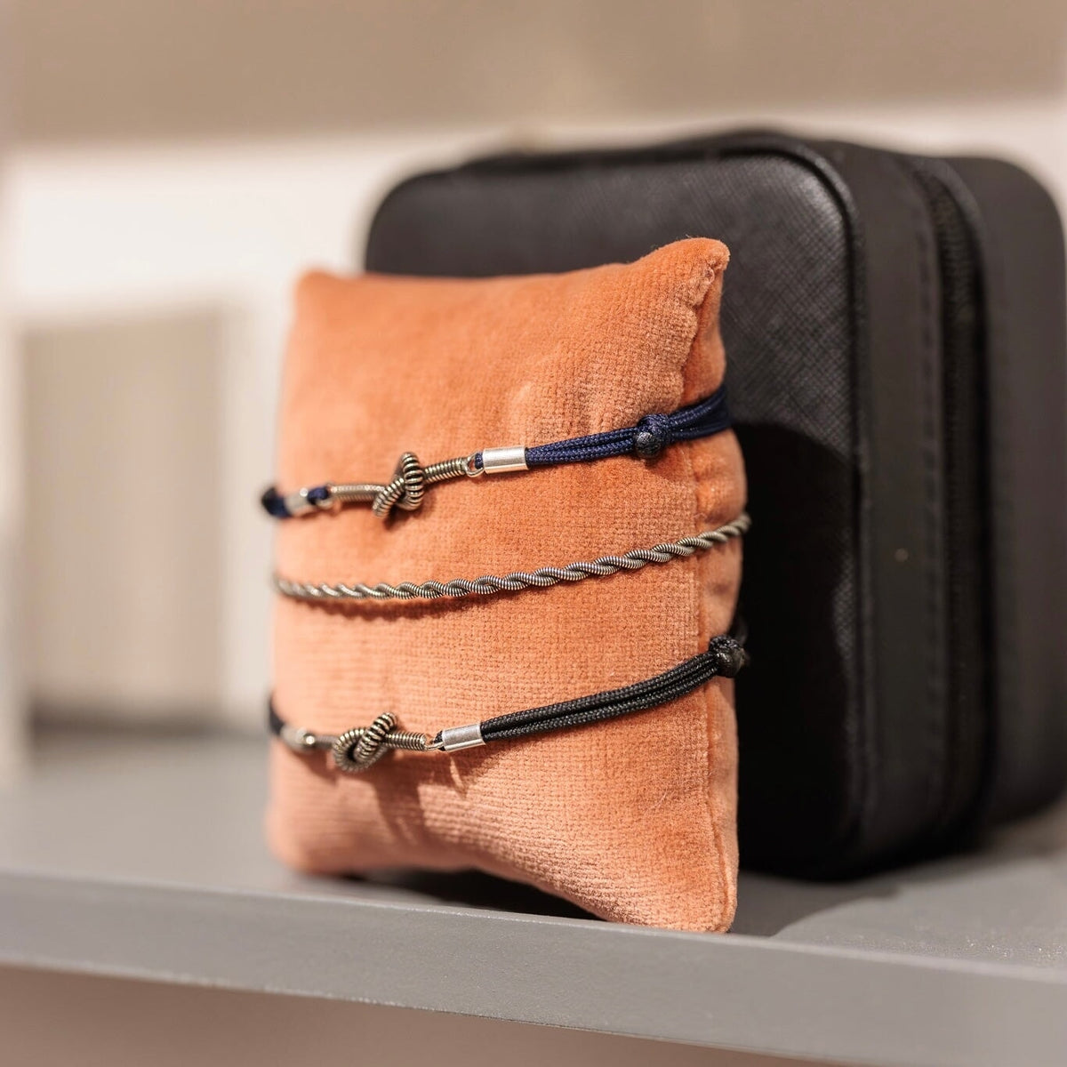 Dark Grey Guitar String Twist Bracelet