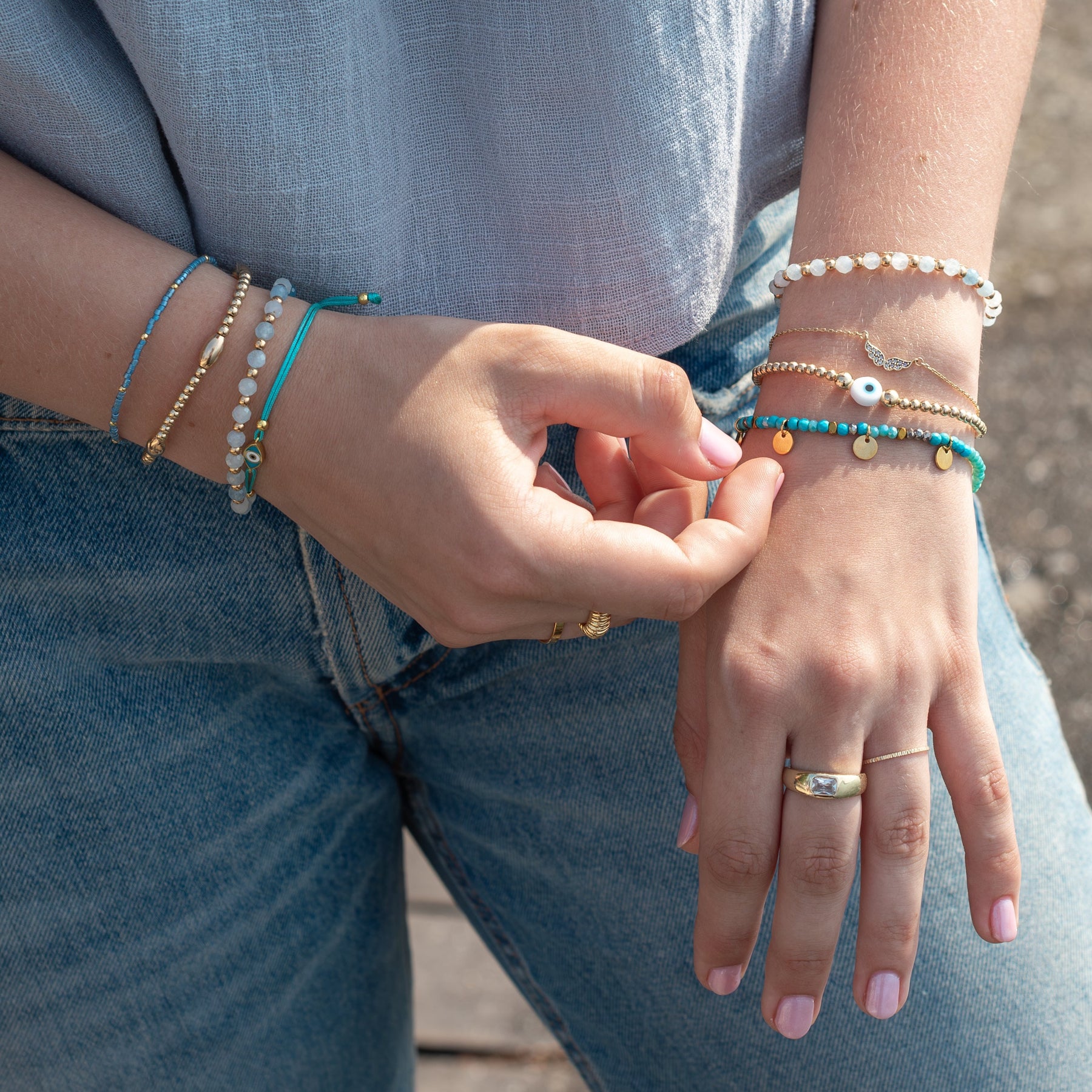 14K Gold Textured Stacking Ring