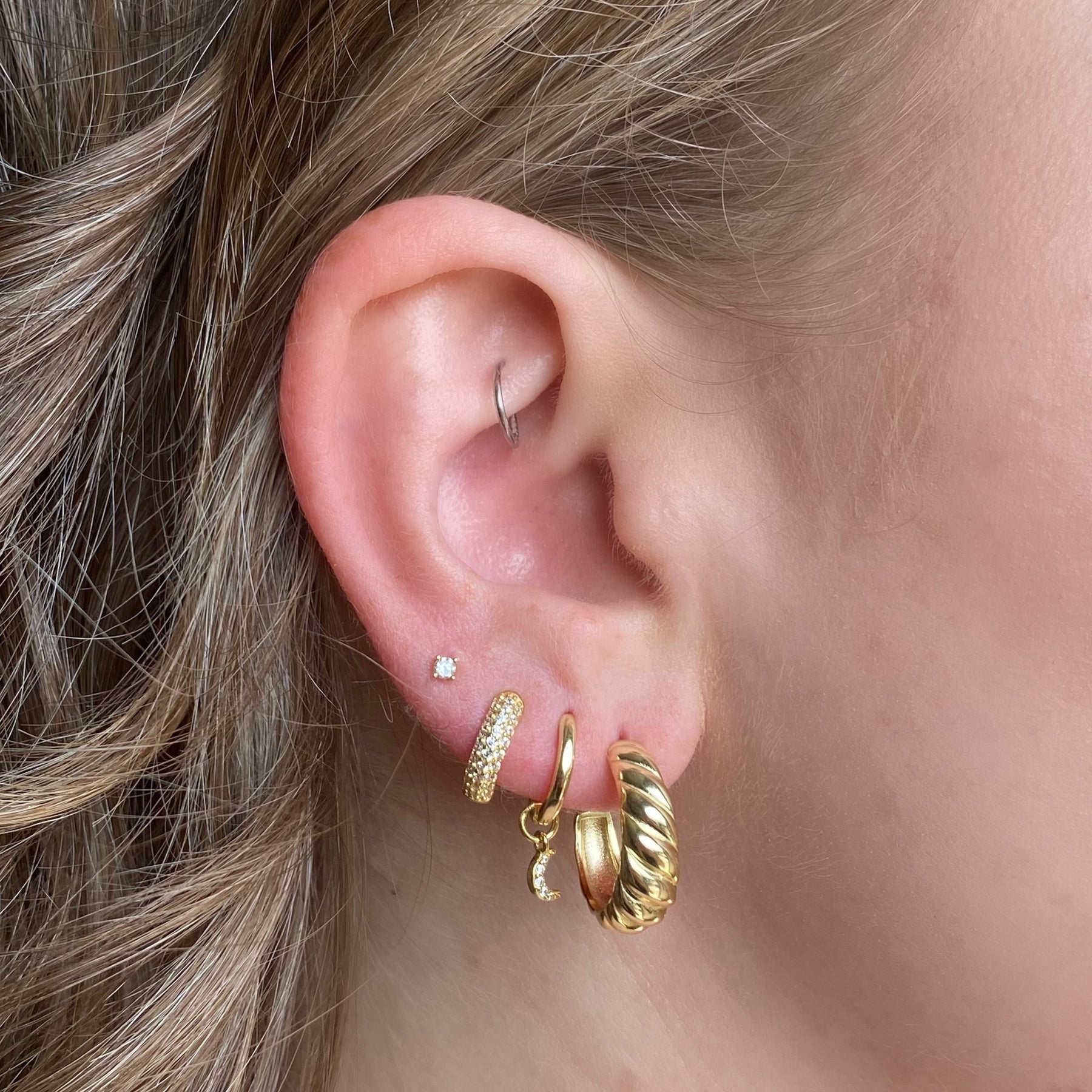 Huggie Hoop Croissant Gold Hoop Earrings Huggie Hoop Croissant