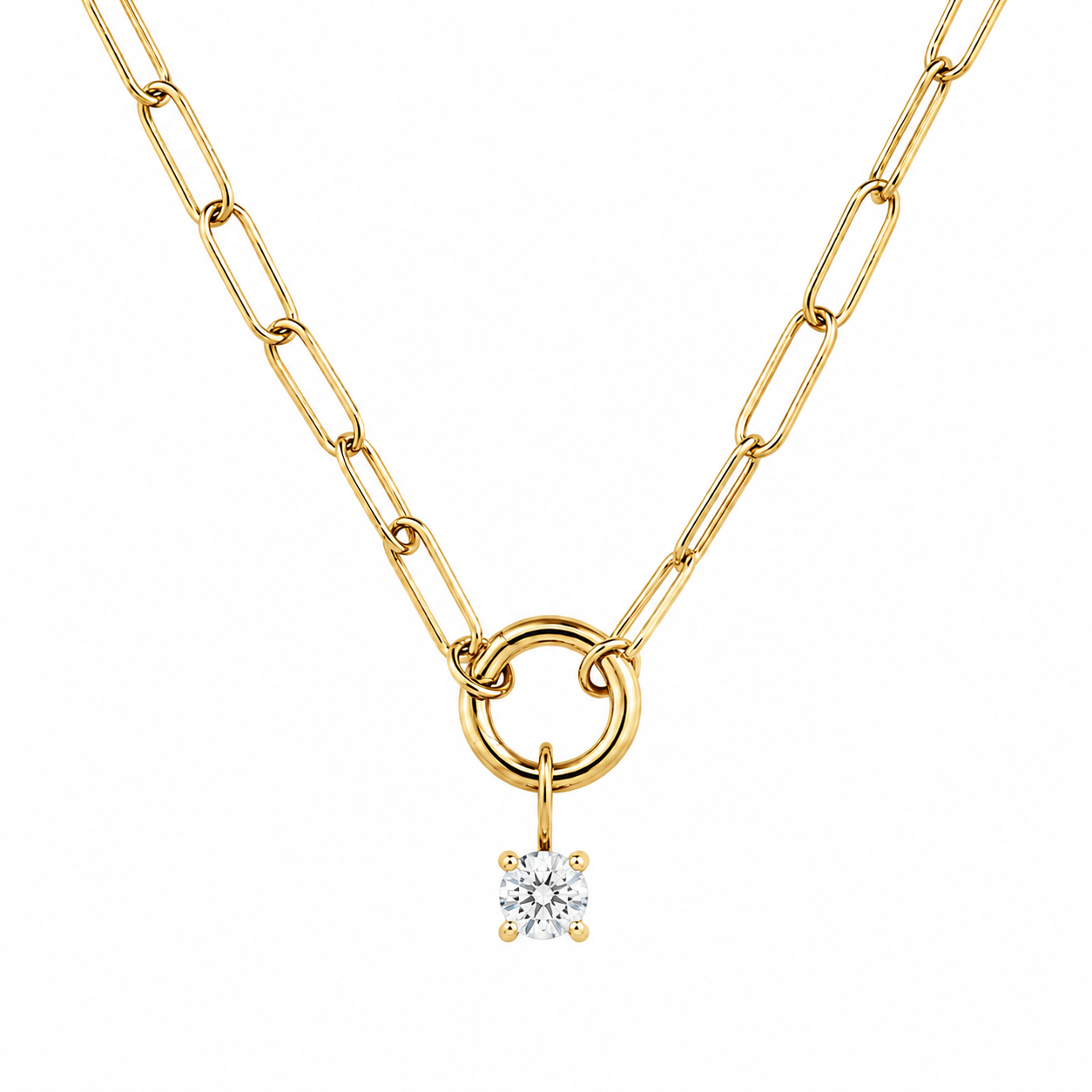 Charm Enhancer Paperclip Necklace with Birthstone Gold Vermeil
