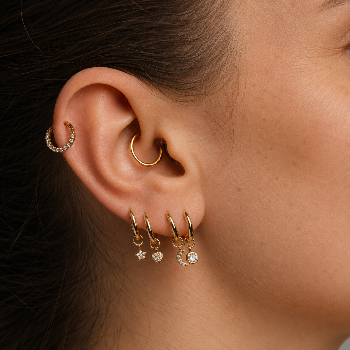 Taylor Single Tiny Hoop with Charm