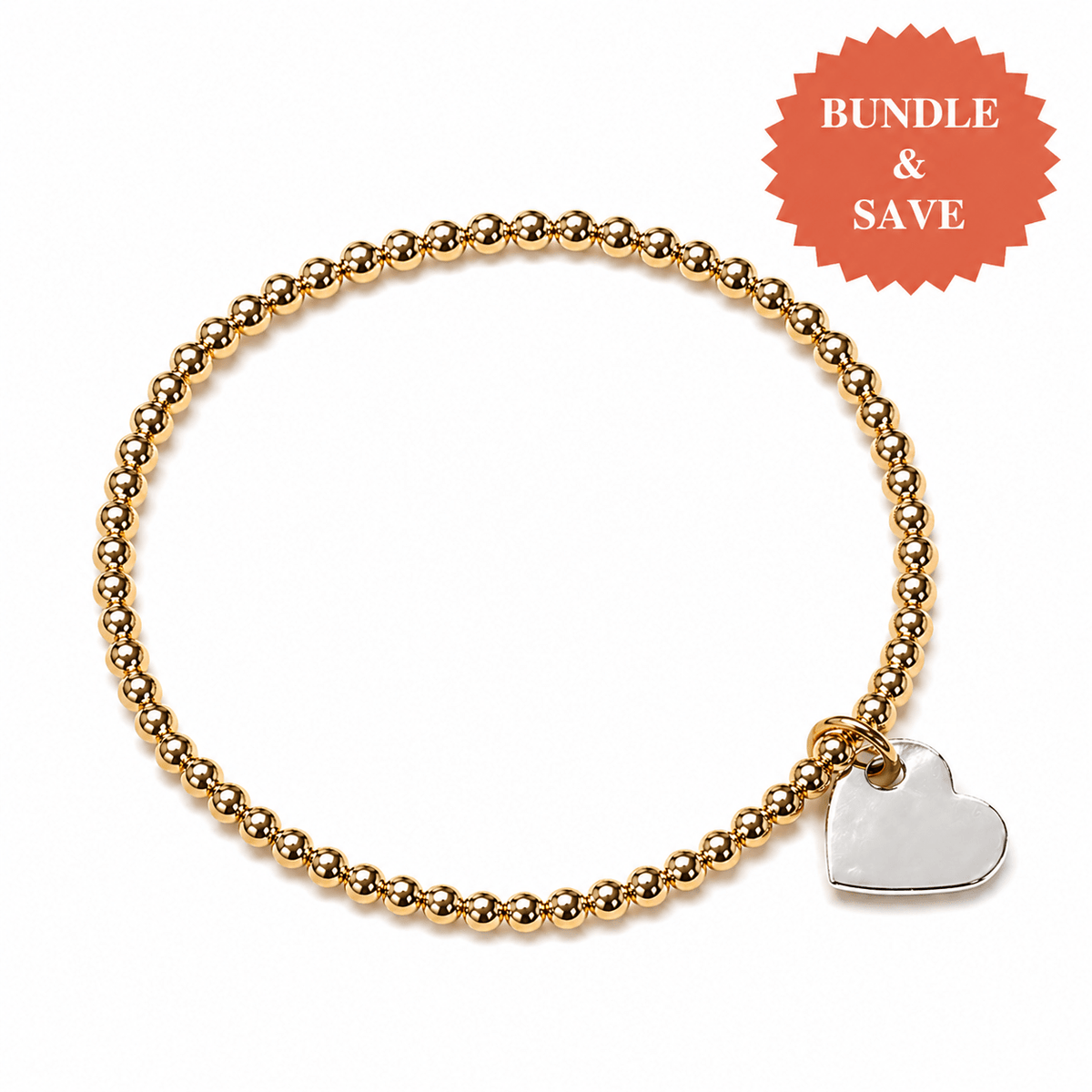 Bundle & Save 15% off-  Mixed Metal Heart 3mm Bracelet