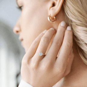 10K Gold Yasi Blue Aquamarine Cabochon Ring