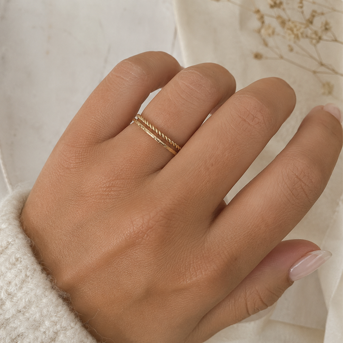 Double Stacking Texted Rings