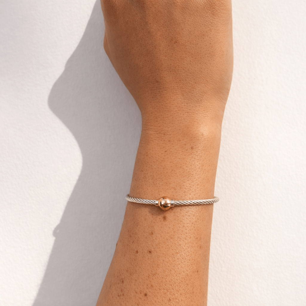 Mixed Metal Cable Bangle Bracelet