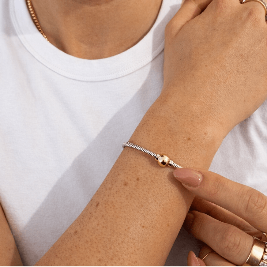 Mixed Metal Cable Bangle Bracelet