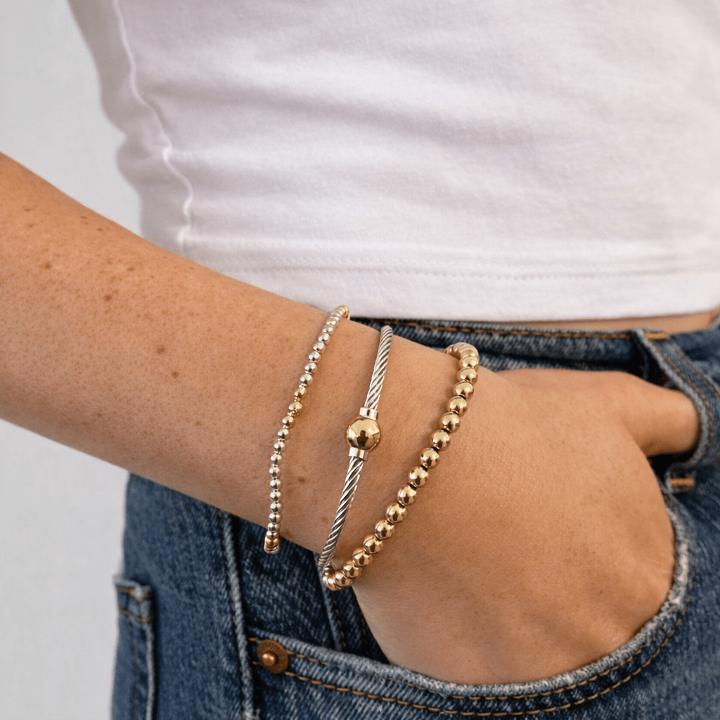 Mixed Metal Cable Bangle Bracelet