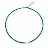 Jade Green and Pearl Necklace