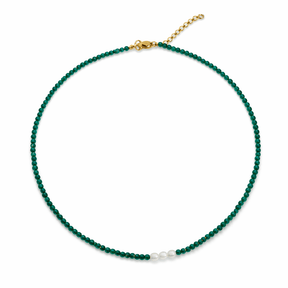 Jade Green and Pearl Necklace