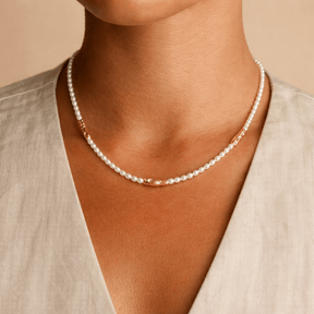 Pearl & Organic Bar Necklace