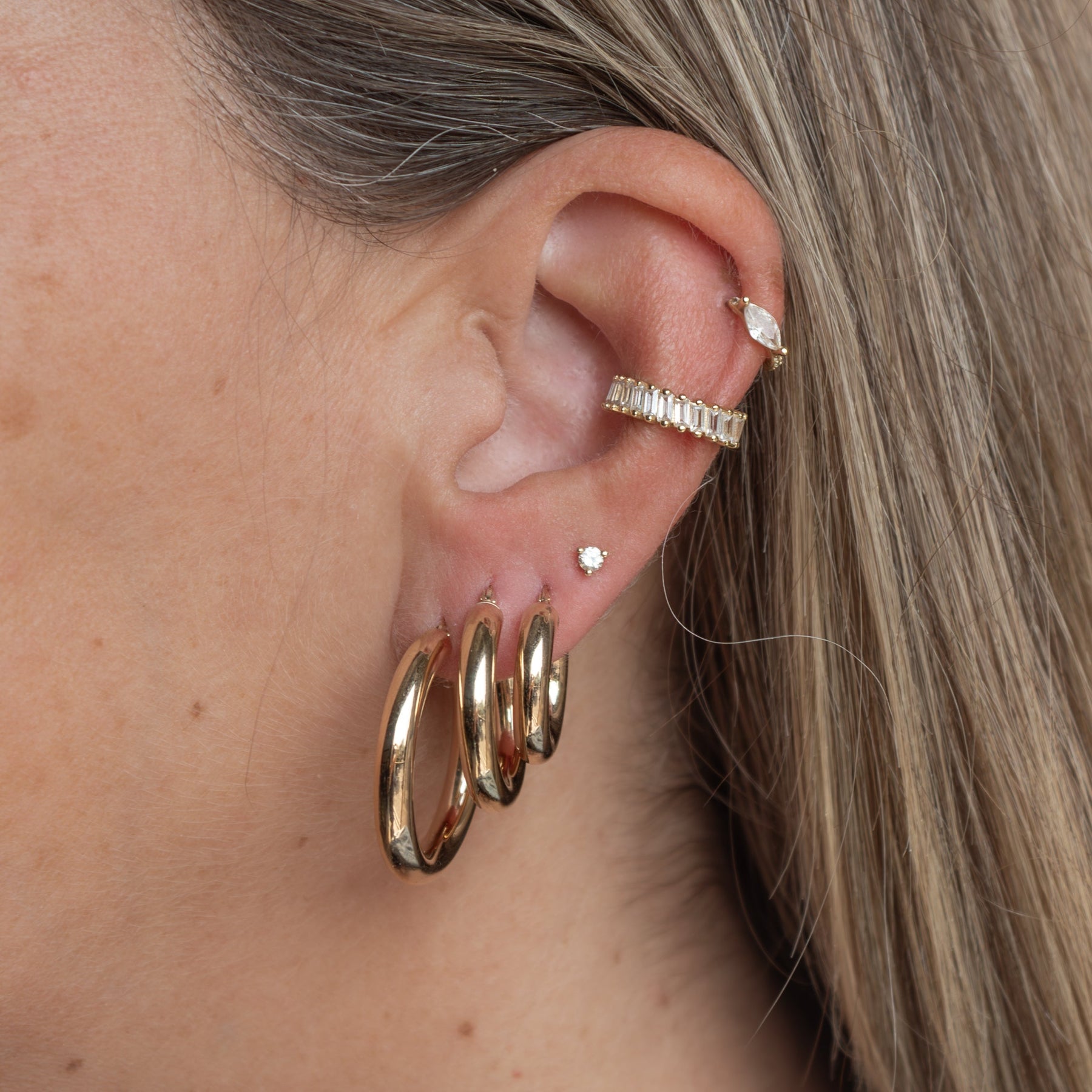 10K Gold Bethany Thick Hollow Hoops