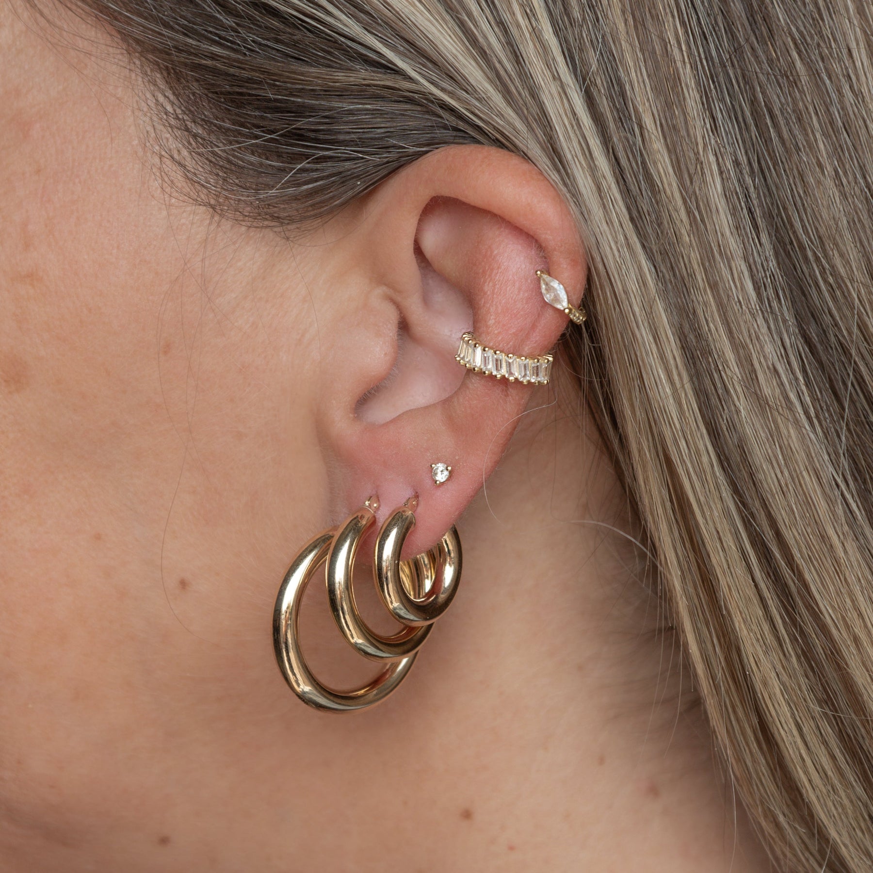 10K Gold Bethany Thick Hollow Hoops