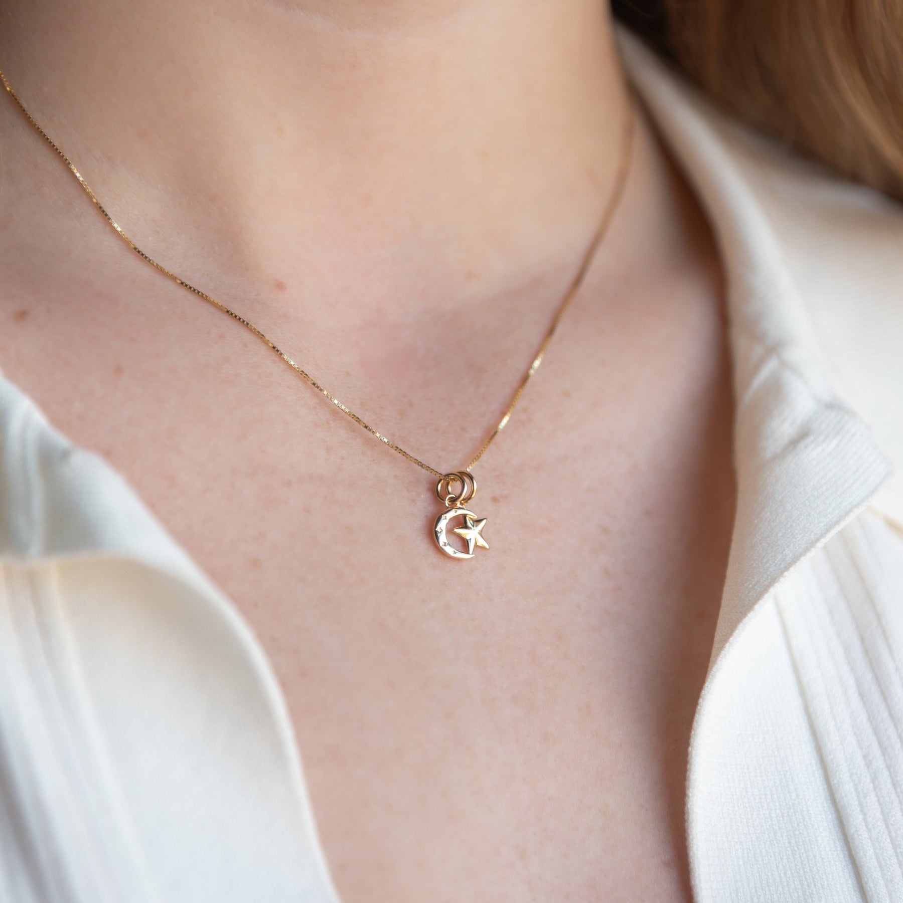 14K Gold Moon Charm