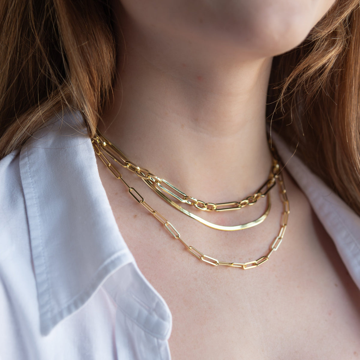 Mixed Link Paperclip Chain Necklace