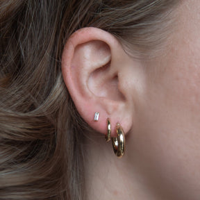 14K Gold Baguette Single Stud Earring