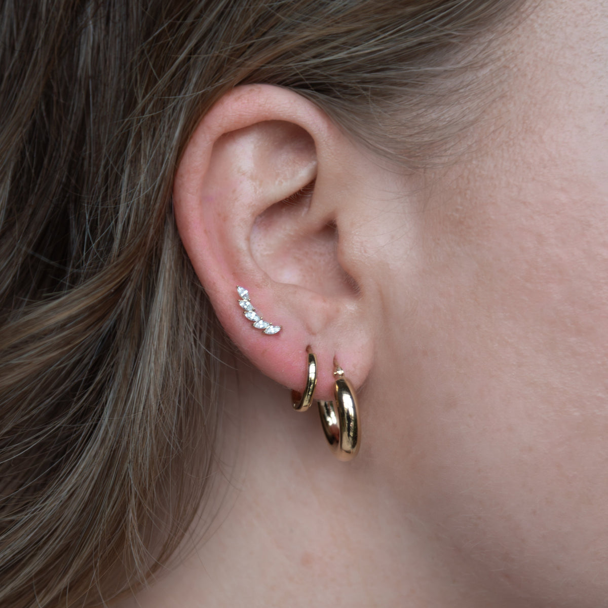 14K Gold Climber Single Stud Earring