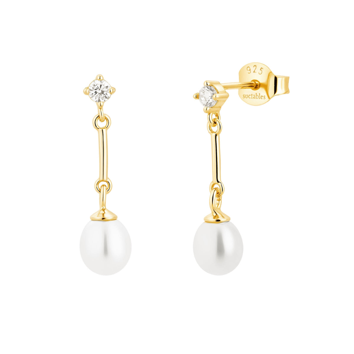 Pearl Drop Stud Earrings