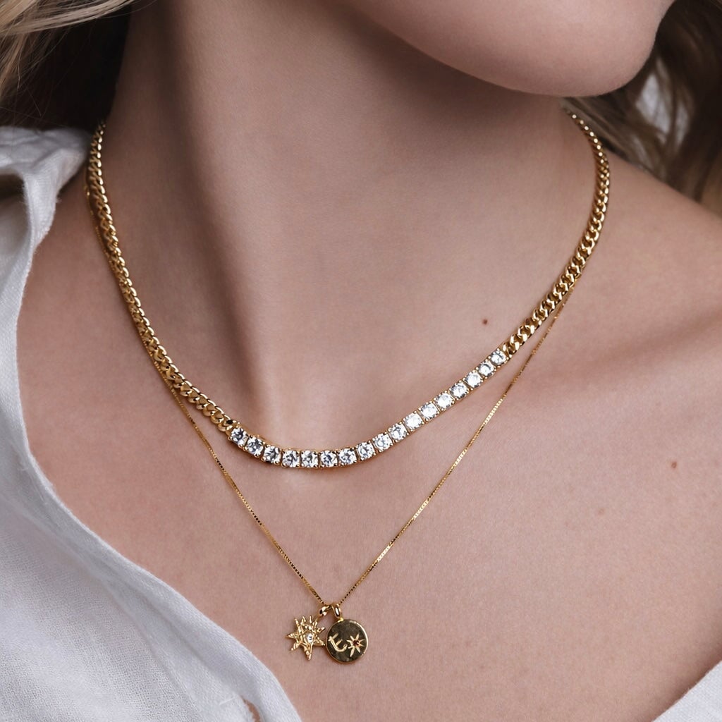 Tennis Bold Curb Necklace