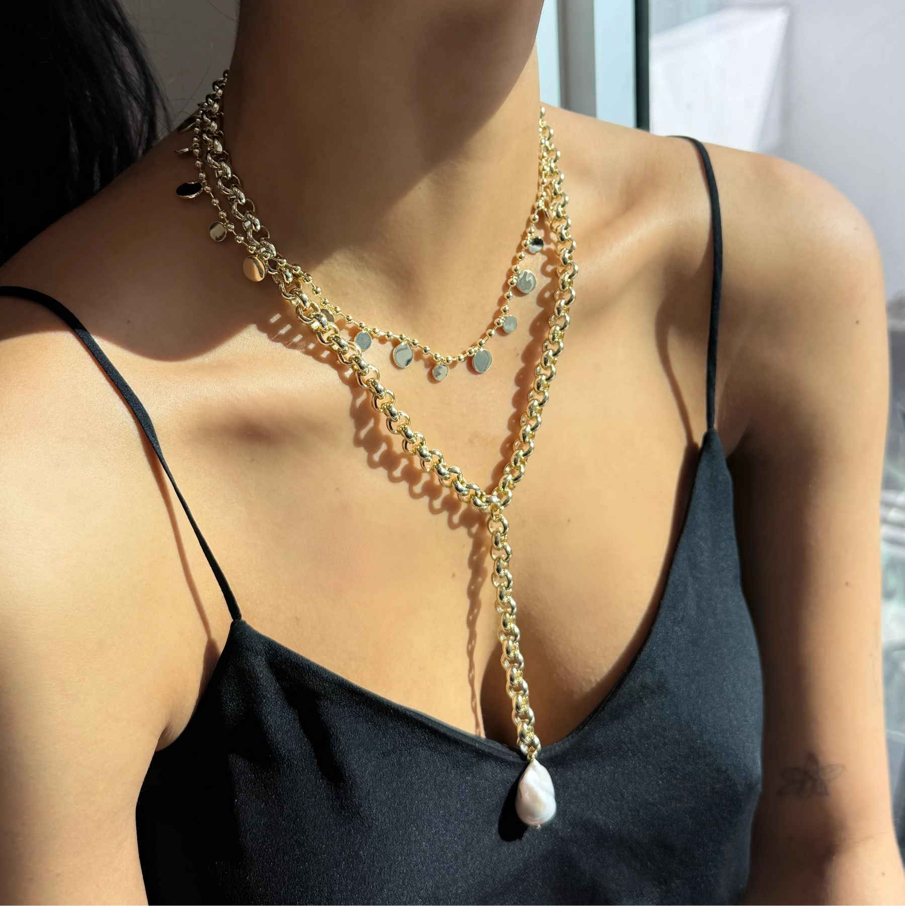 Bold Pearl Lariat Necklace