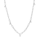 Paperclip CZ Drop Necklace