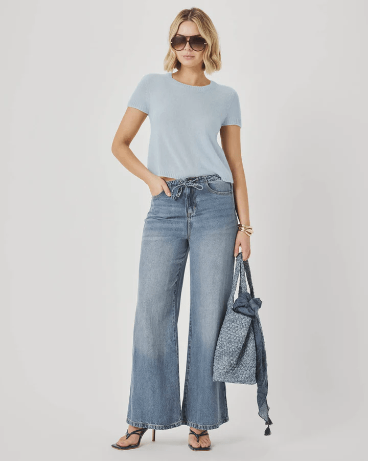 Pastel Cashmere Blend Short Sleeve Sweater