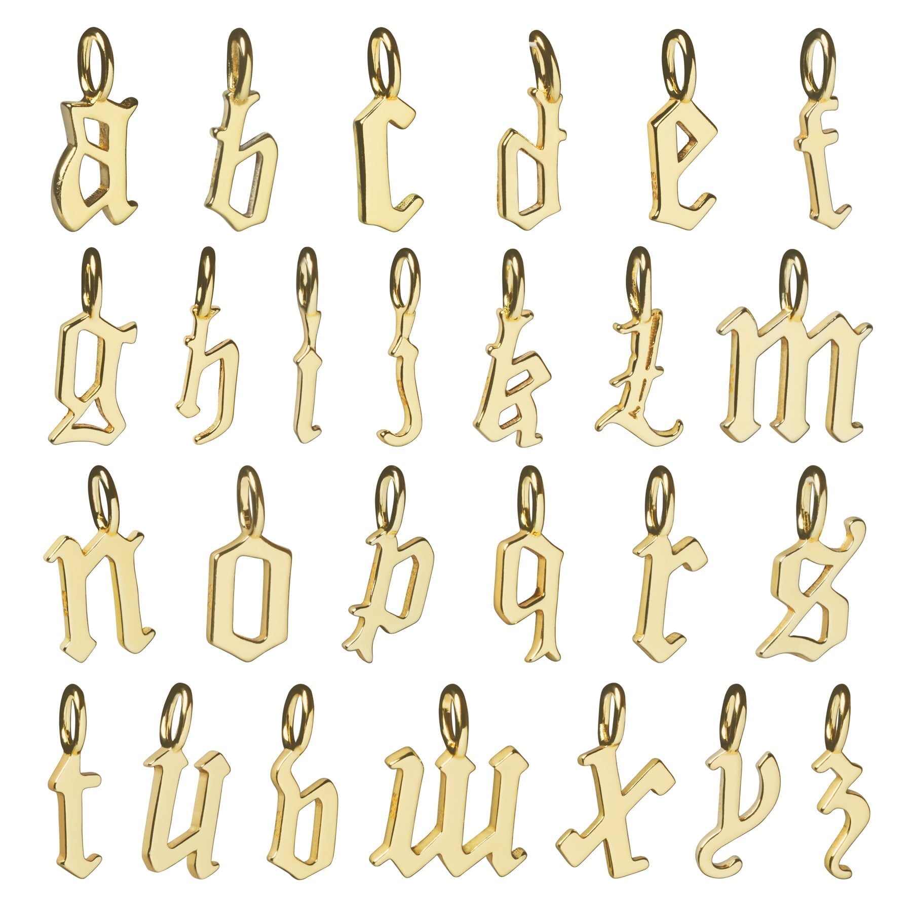 Gold Petite Gothic letter + Birthstone Necklace