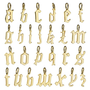 Gold Petite Gothic letter + Birthstone Necklace