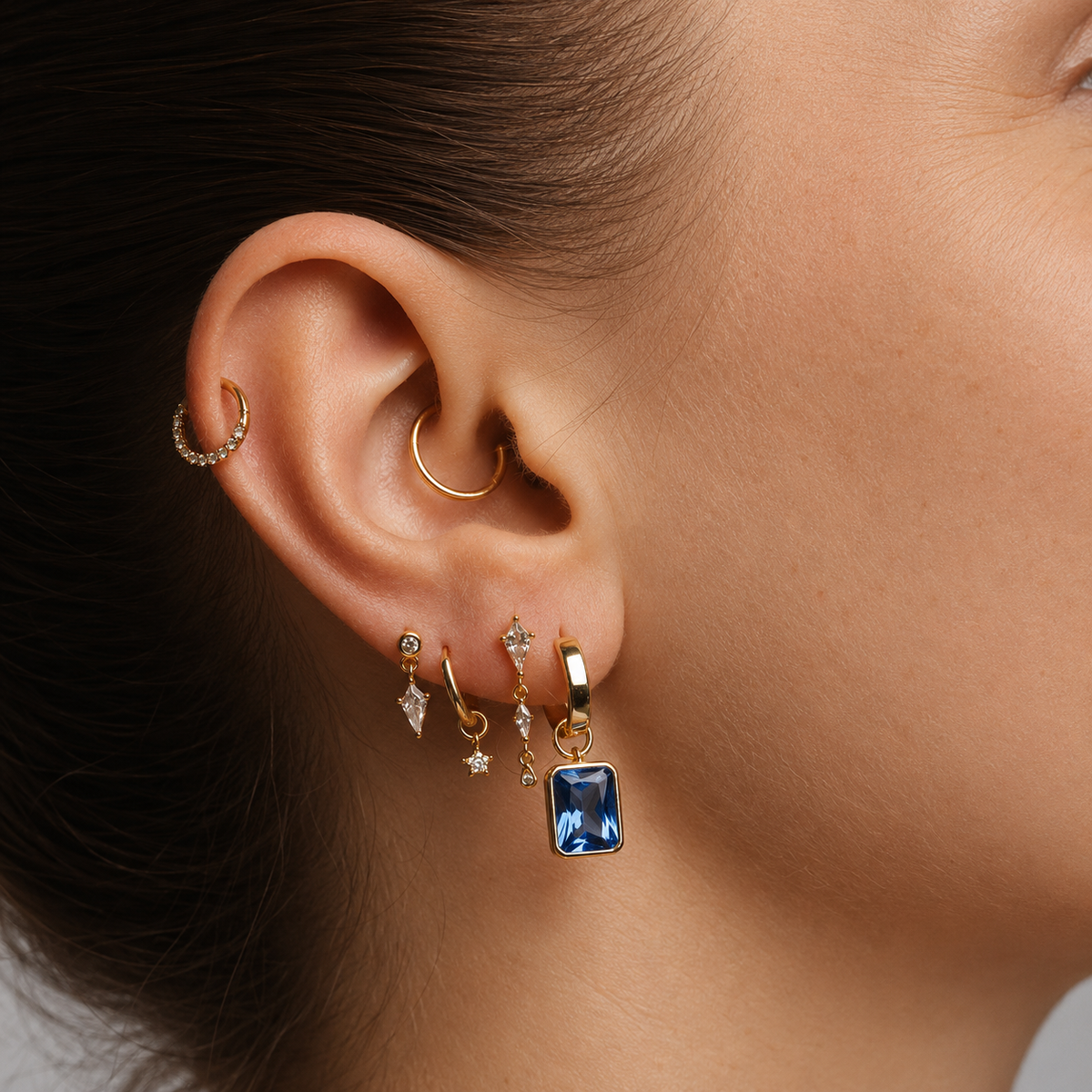 Flat back Single Bezel Set Drop - 2 stones