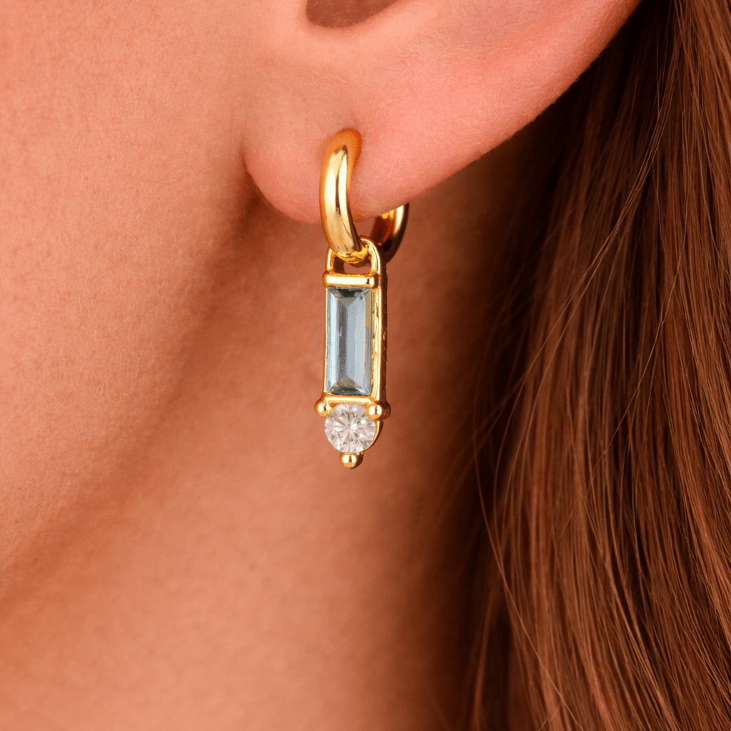Two Stone Single  Hoop Charm