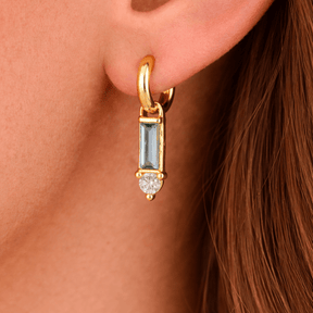 Two Stone Single  Hoop Charm