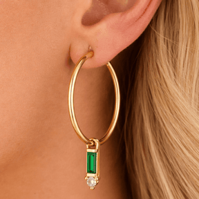 Two Stone Single  Hoop Charm