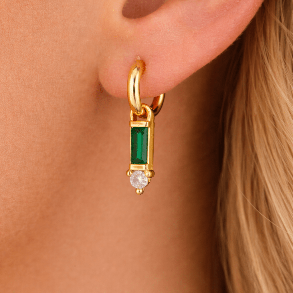 Two Stone Single  Hoop Charm