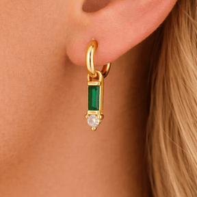 Two Stone Single  Hoop Charm