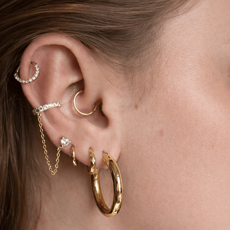 Ear Cuff with Stud Chain Earring - Single