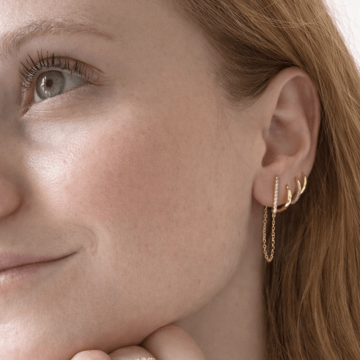 Fine Chain Drop Stud-  Single