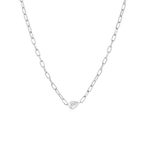Pear Bezel on Paperclip Chain Necklace
