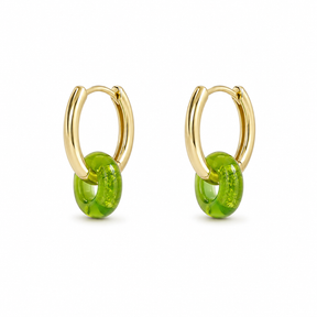Hand-Torched Green Glass Hoops
