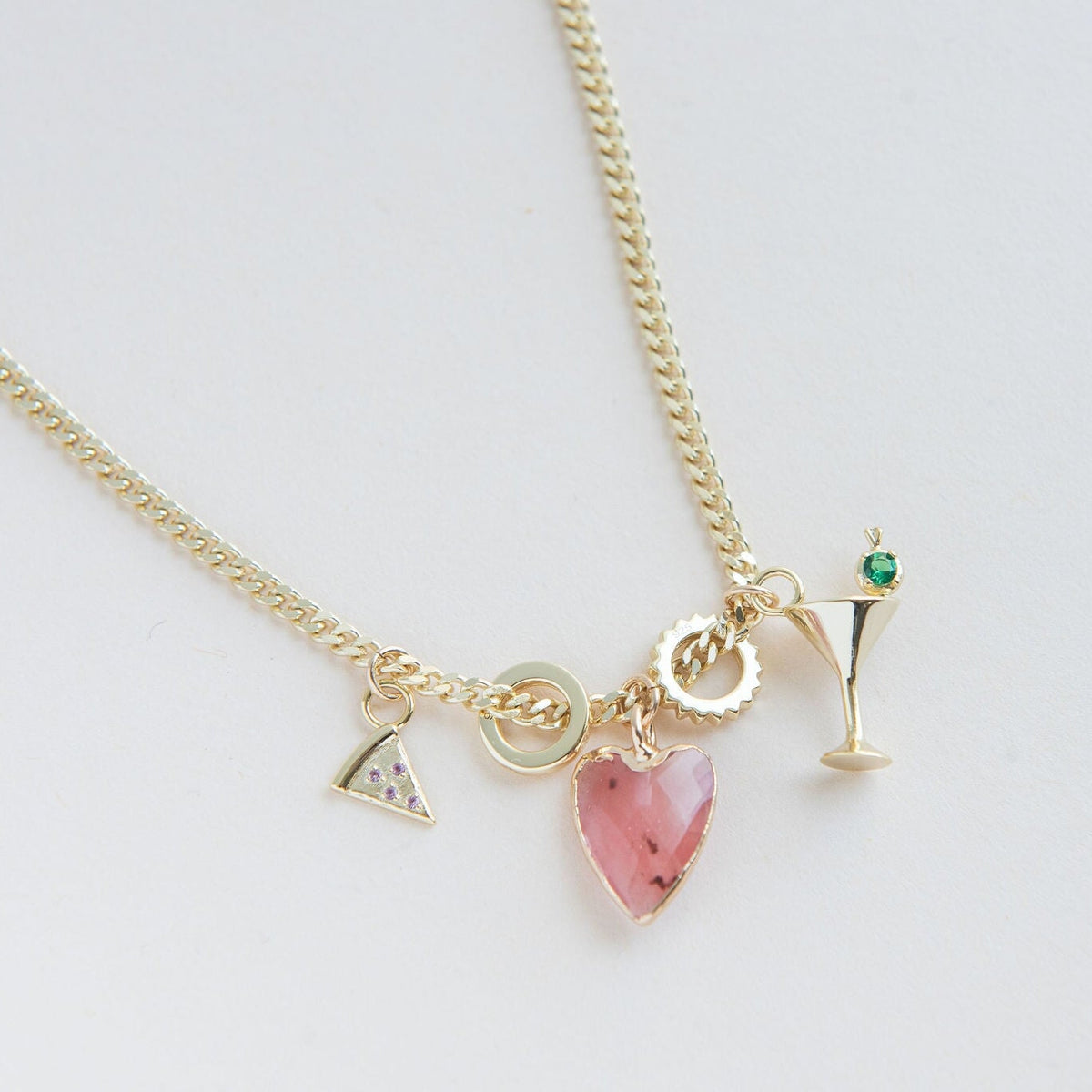 Pink Stone Heart Charm