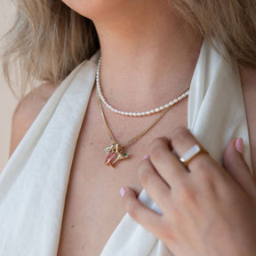 Pink Stone Heart Charm