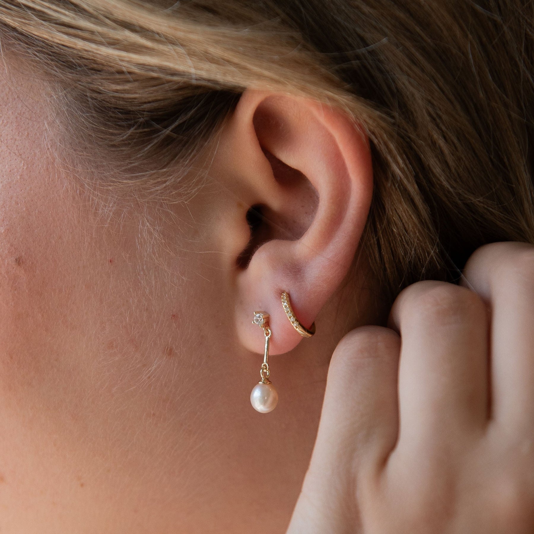 Pearl Drop Stud Earrings