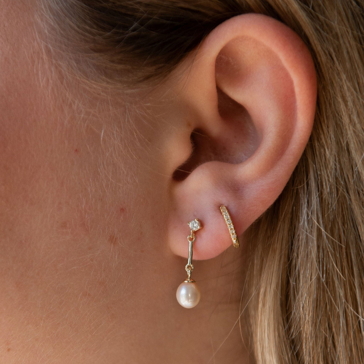 Pearl Drop Stud Earrings