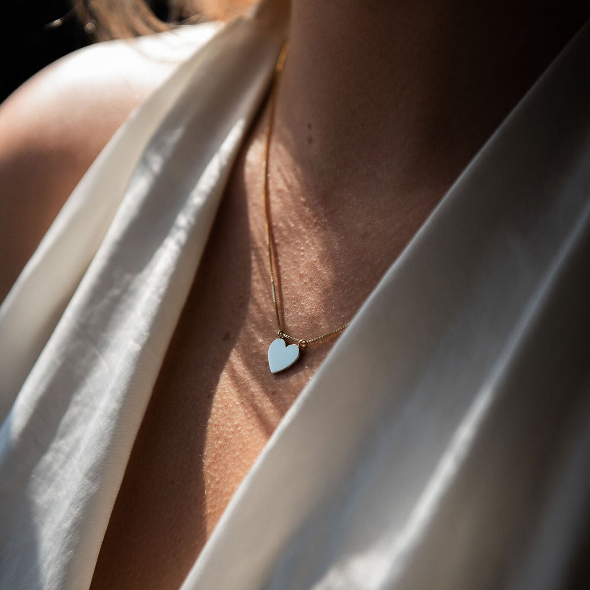 14K Gold Engravable Heart Necklace