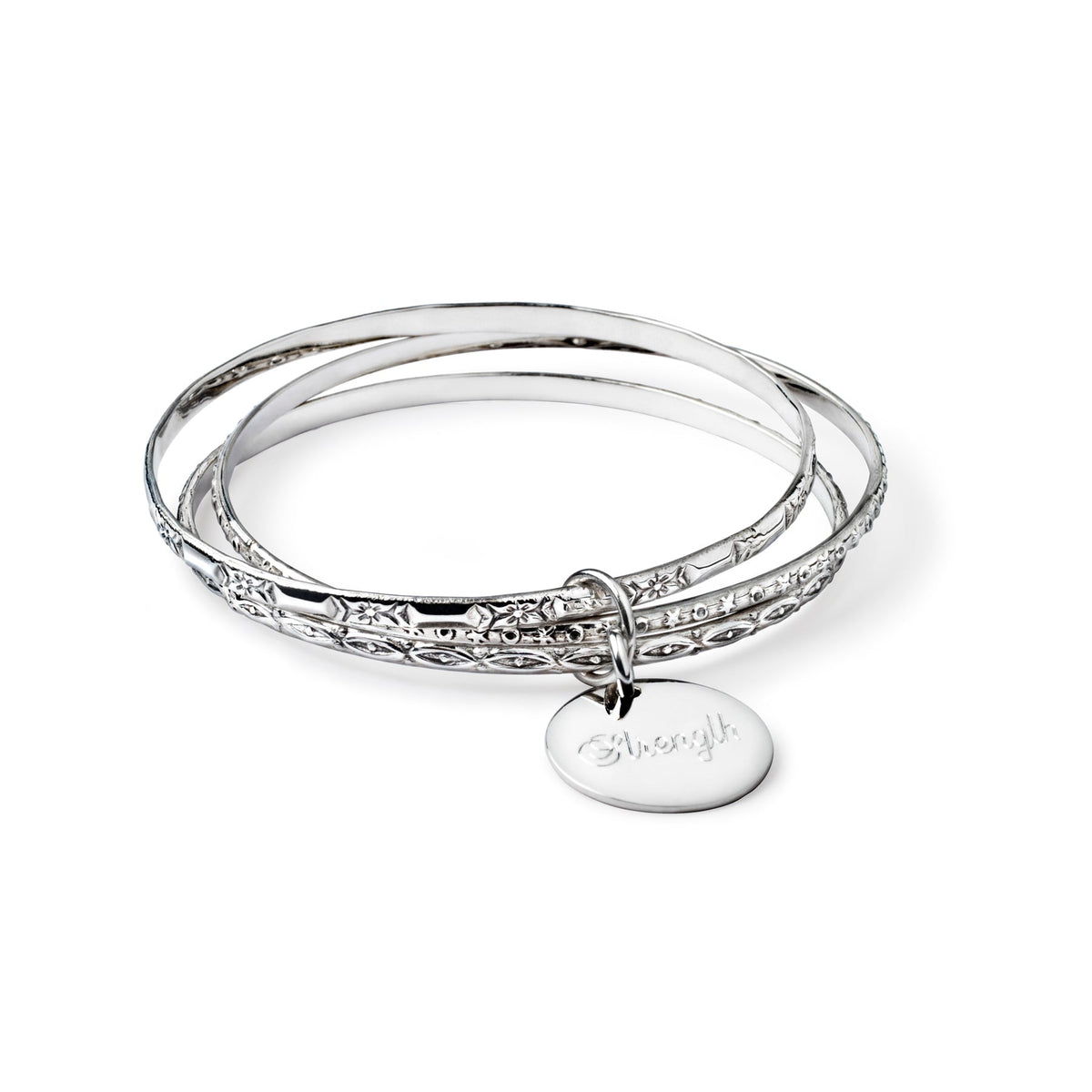 Lou Lou Bangle Set with Engravable Charm